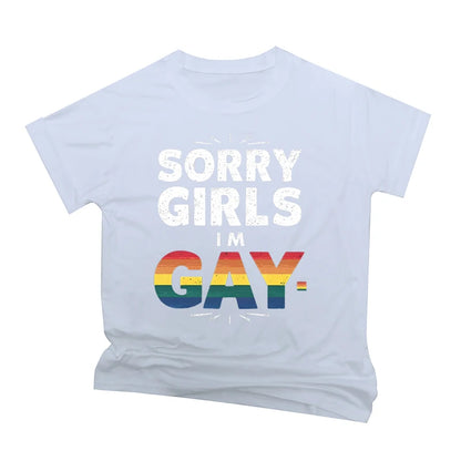 Rainbow Bananas "Sorry Girls I Like Bananas" Print T Shirt Vintage Men Short Sleeve Fun Gay Tees Casual Pride Month LGBTQ Tshirt