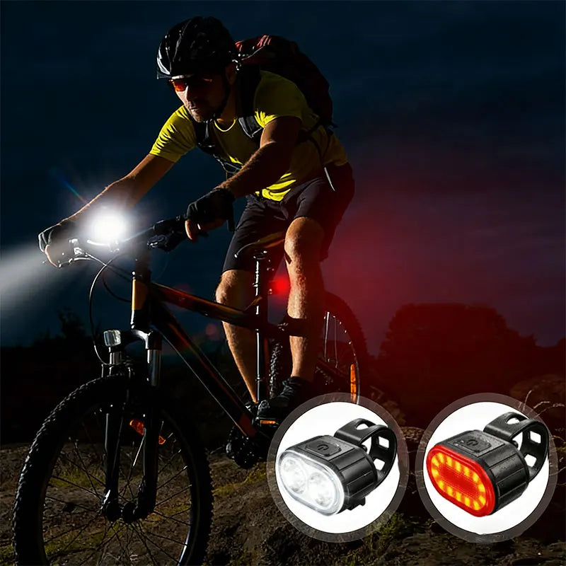USB Rechargeable Bicycle Lights Bike Safety Warning Lamp Outdoor Waterproof Cycling Flashlight For Mountain And Road Bikes