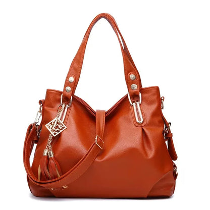 PU Fashion Large Capacity Women's Tote Bag, Single Shoulder Bag with Frill Decoration, Multi-pocket Design