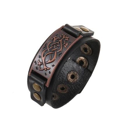 2025 Jewelry Handmade Weave Genuine Leather Bracelet Men Vintage Cuff Wide Leather Bracelet Pulsera Hombre