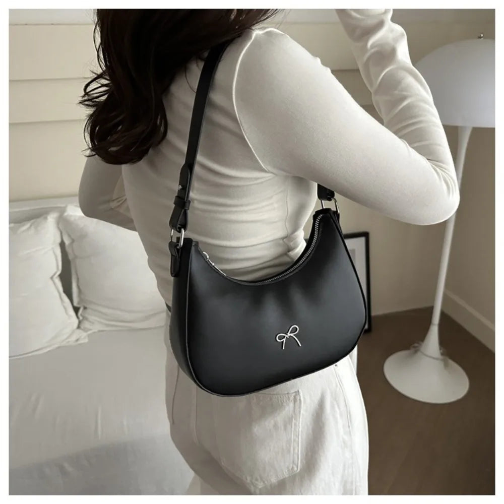 Bowknot Armpit Bag Korean Underarm Bag Luxury PU Leather Y2K Handbag Girls Shoulder Bag