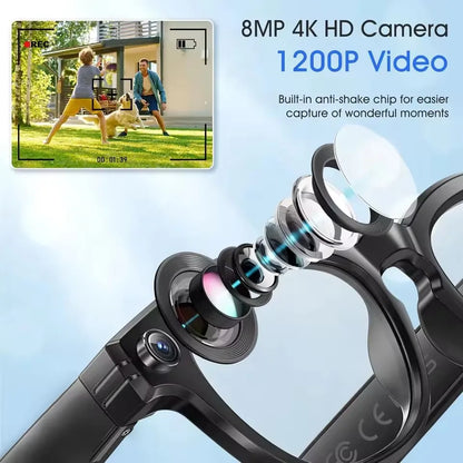 New4K Ultra HD AI Glasses Men Chat IP65 Waterproof Voice Assistant AI Transmission 800W Camera Bluetooth Call Smart Glasses 2025