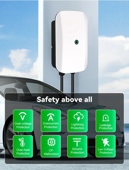 ADPOW Type1 7KW EVSE Wallbox Plug and Play EV Charger 32A Max SAE J1772 Plug Electric Vehicle Charging Station 10m Cable