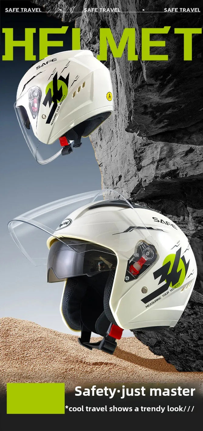 Uniform Size 58-62CM Helmet Motorcycle Winter Thermal Battery Car Female Winter Male Double Mirror Four Seasons Helmet