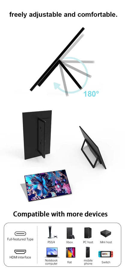 Sibolan 27 inch 2.5K Portable Monitor 165Hz 72% sRGB HDMI USB-C Plug Built-in Mount Laptop Display Extender For Windows Mac