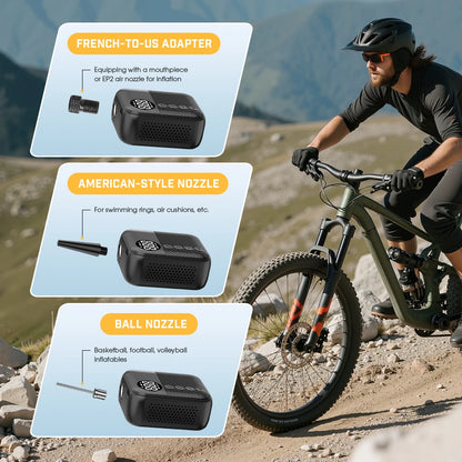 Carsun Mini Portable Electric Bicycle Pump Wireless Tire Inflator 150Psi Max 480Mah Battery with Display