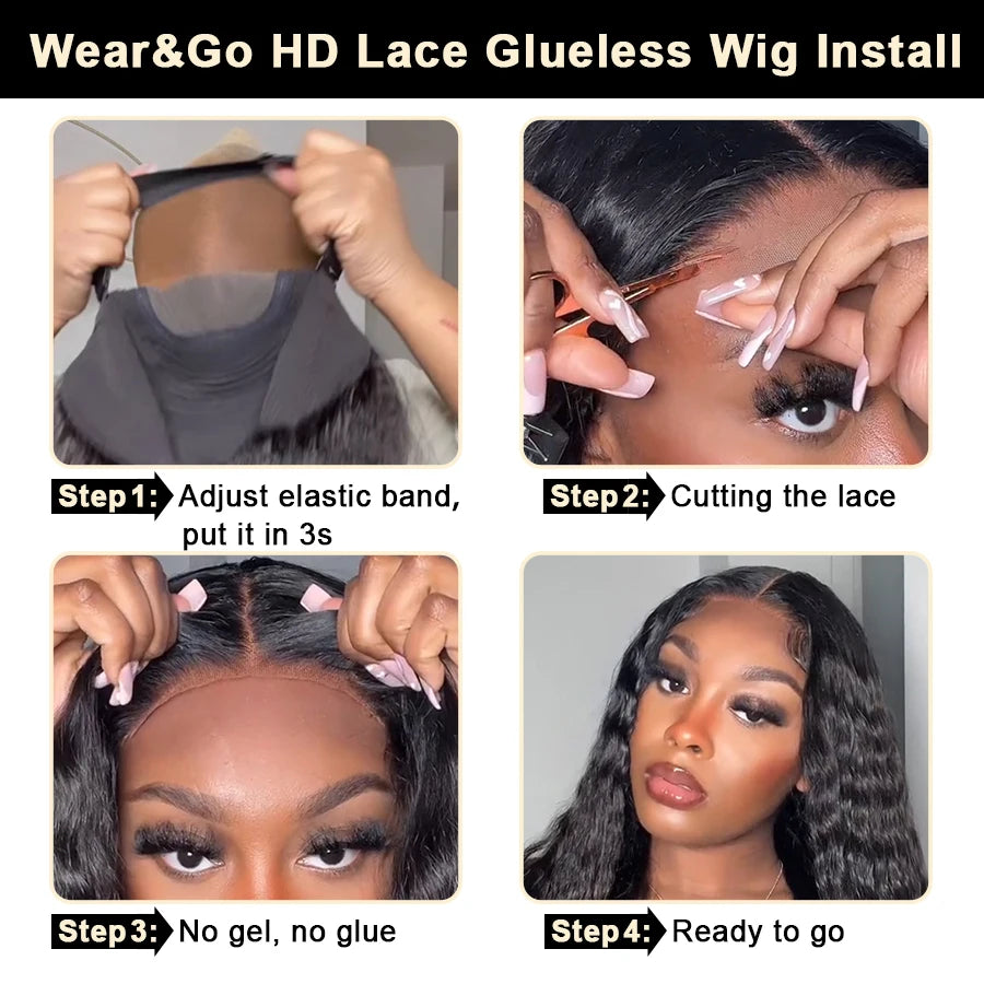 Water Wave 9x6 Ultra Fitted Glueless Wig Human Hair Ready To Wear 34in 250% Real HD Lace Human Hair Lace Frontal Wig Pre Plucked