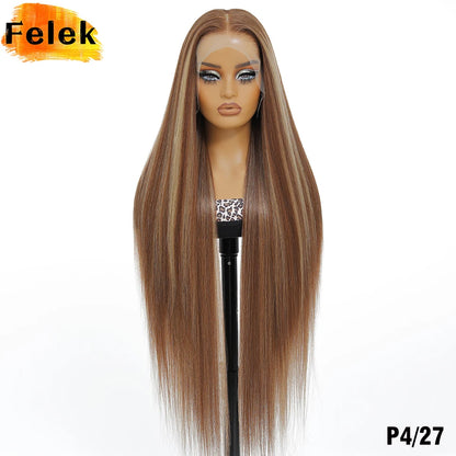 Highlight 13x6 Synthetic Lace Frontal Wigs For Women 40 Inch Long Silky Straight Lace Front Wigs High Quality American Afro Wigs