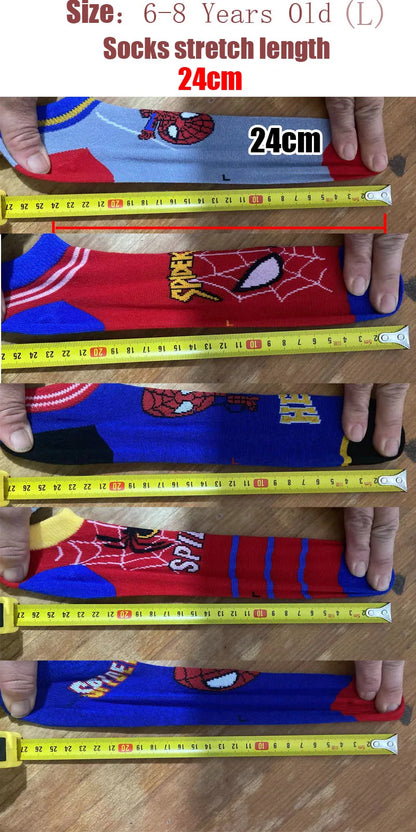 5 Pairs Spiderman Children Socks Anime Kids Boys Short Sock Kawaii Child Cartoon Baby Summer Spring Boat Socks Kids Gift 1-12Y