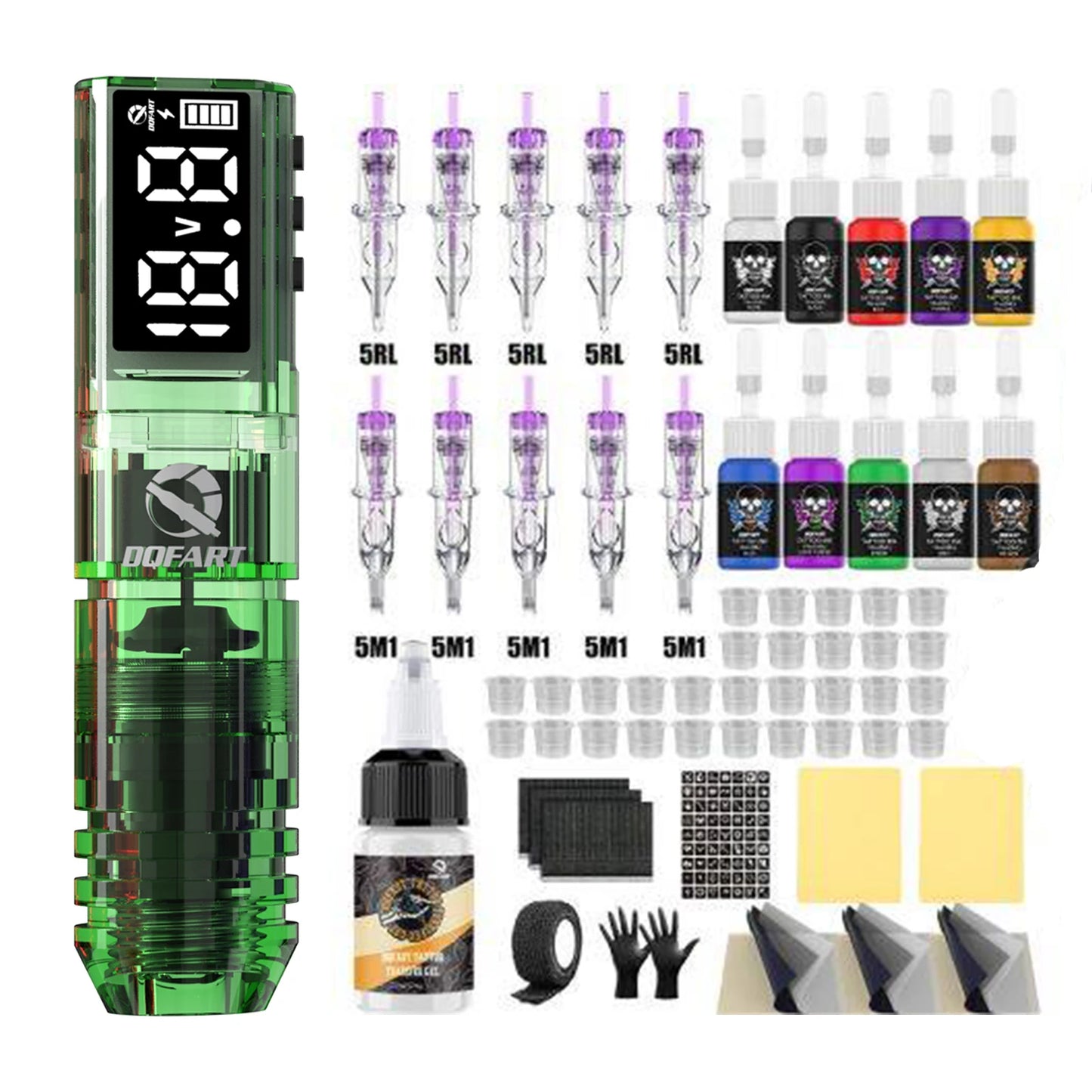 DQFART New Wireless Tattoo Machine Kit Tattoo Needles Tattoo Ink Cups Tattoo Pen Suitable for Tattoo Beginners Tattoo Artists