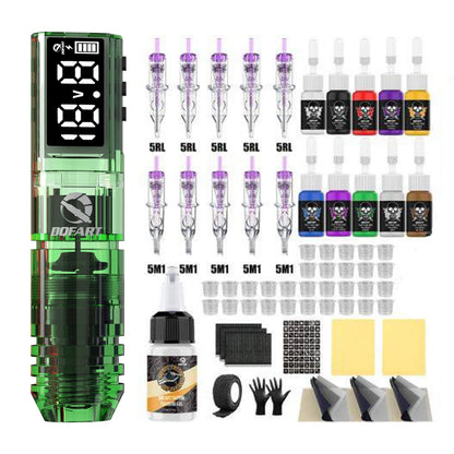 DQFART New Wireless Tattoo Machine Kit Tattoo Needles Tattoo Ink Cups Tattoo Pen Suitable for Tattoo Beginners Tattoo Artists