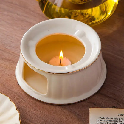British Handle Ceramic Glass Teapot With Candle Heating Base Set European Porcelain Coffee Pot Afternoon Tea Home Decoration