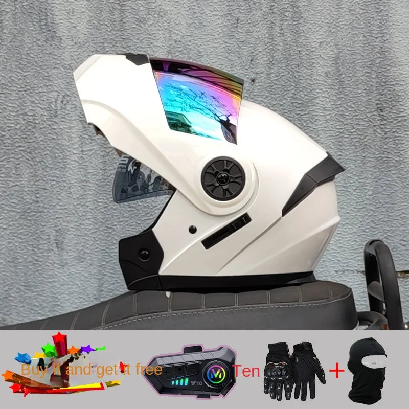 ORZ new motorcycle helmet with dual sunshades full face racing Bluetooth modular flip helmet for men and women DOT approval