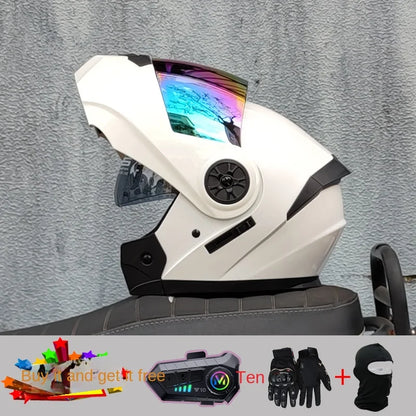 ORZ new motorcycle helmet with dual sunshades full face racing Bluetooth modular flip helmet for men and women DOT approval