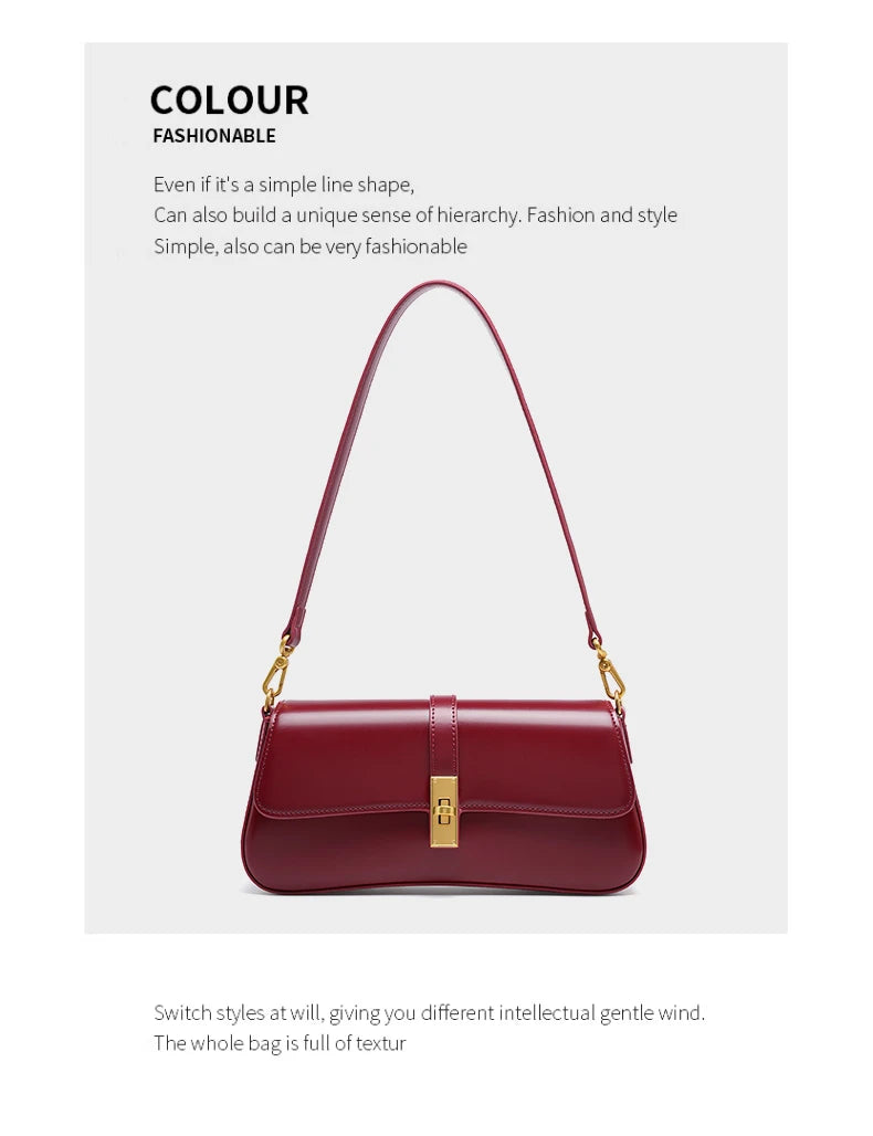 Toptrends Elegant Genuine Leather Underarm Shoulder Bags For Women 2025 Luxury Designer Crossbody Purses Saddle Ladies Handbags