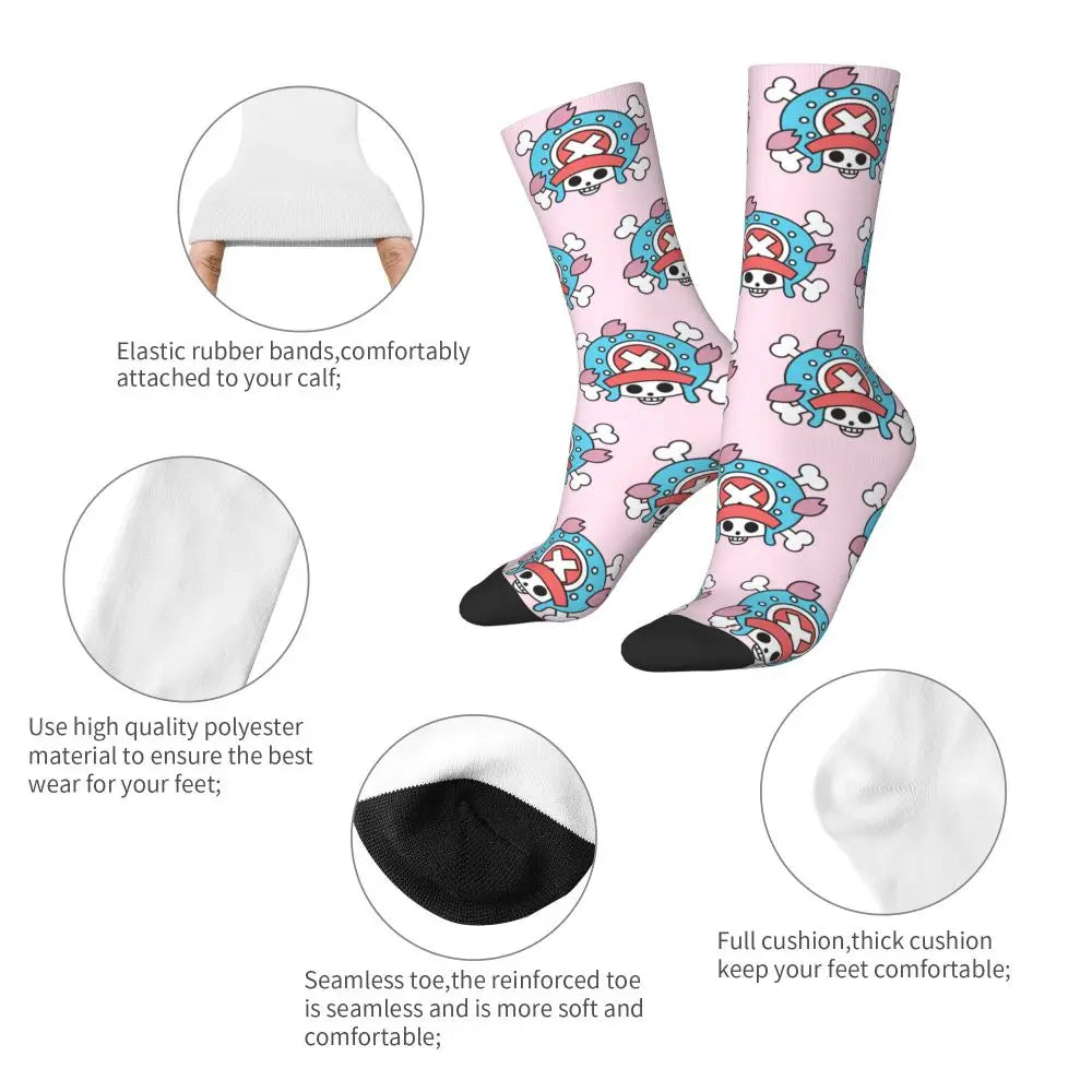 Fashion Men's Socks Harajuku Tony Tony Choppers Sock Luffys Zoros Trafalgar Law Anime Women's Socks Spring Summer Autumn Winter