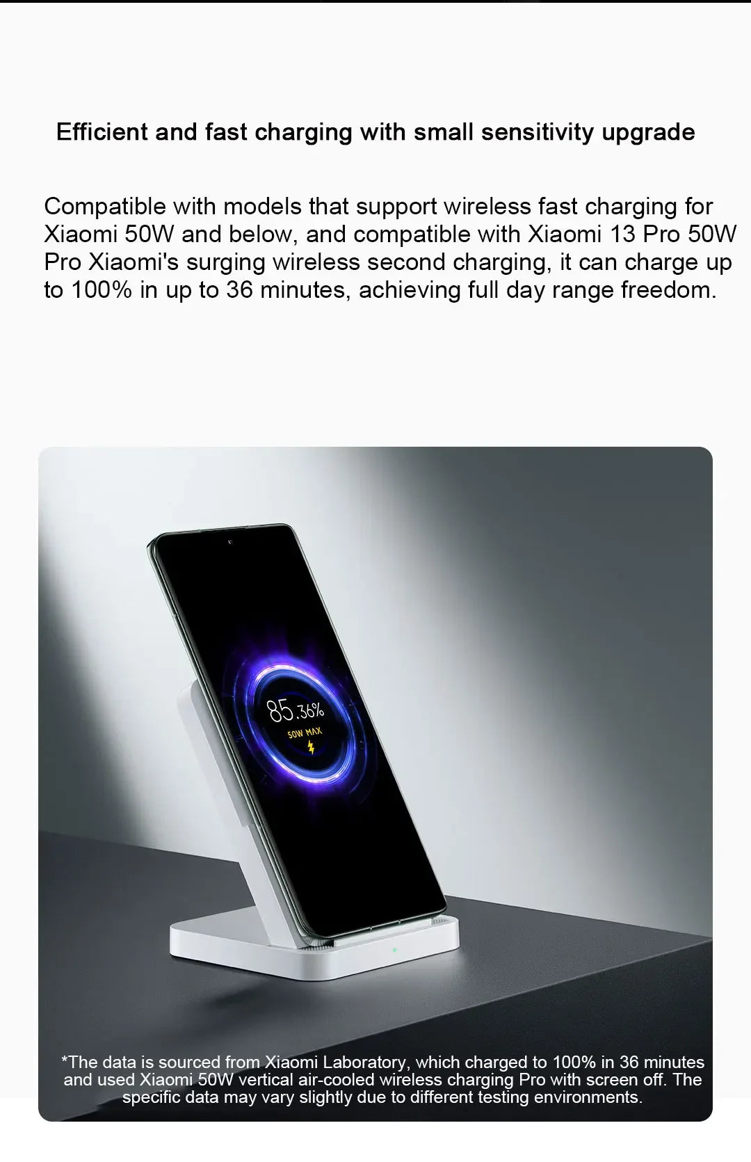 Original Xiaomi 50W Wireless Charger Pro Vertical Air Cooling Fast Charging For Xiaomi 13/12/11/10 Series For iPhone