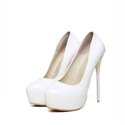 Big Size 35-47 Patent Leather Red Wedding Shoes 2025 Women Round Toe Super High Heels 16cm Pumps Sexy Platform Party Shoes Woman