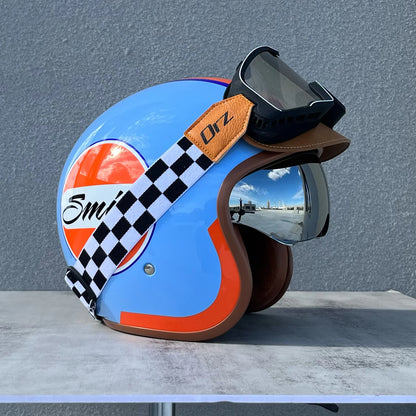 Orz Motorcycle Retro Helmet Men's and Women's Motorcycle Safety Helmet Electric Car Four Seasons 3/4 Half Helmet Scooter