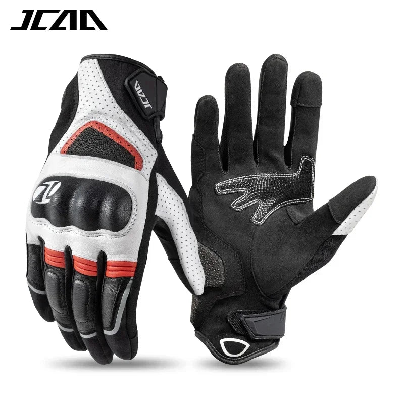 Unisex Goatskin Leather Riding Sports Biker Motorcycle Gloves Knuckle Mitten Men's Motocross Glove motogp Accessories for Summer
