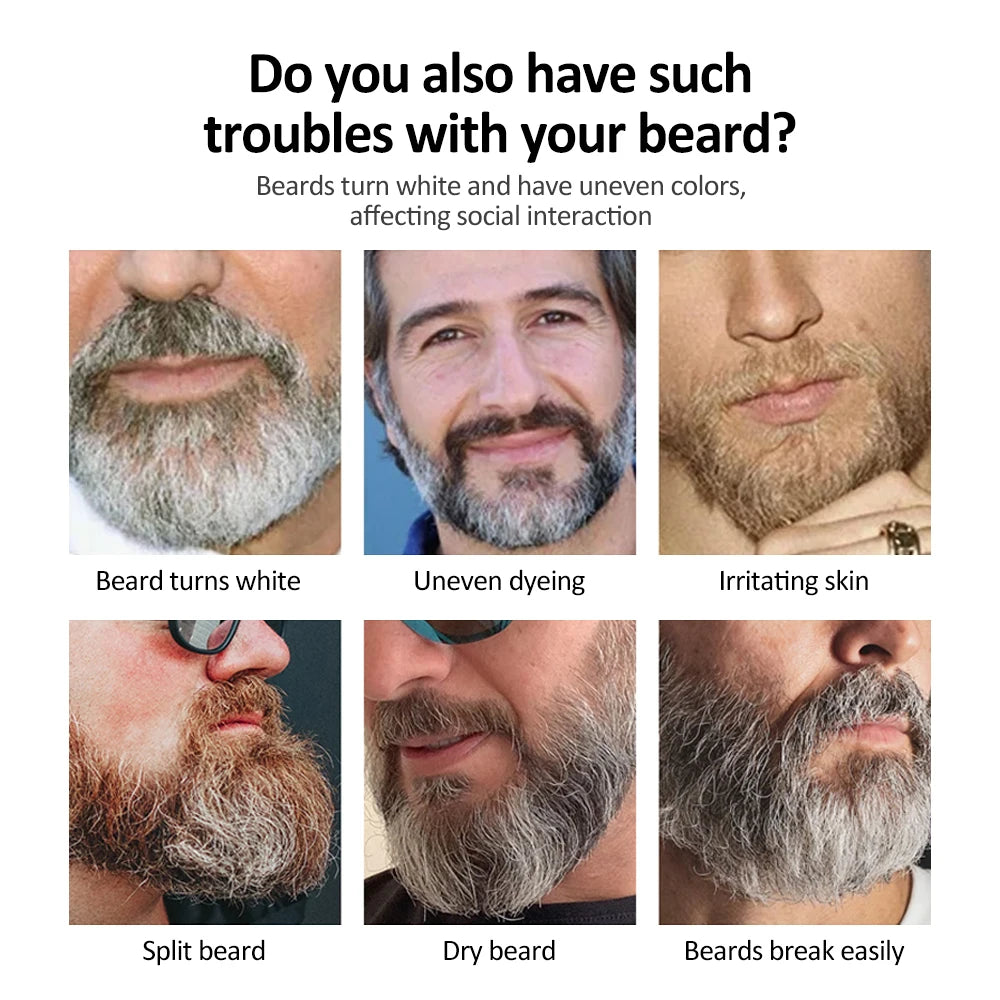 Hair Dye Cream Black Beard Dye Cream For Men Permanent Plant Beard Dye Shampoo Fast Cover White Grey Beard Hair Care
