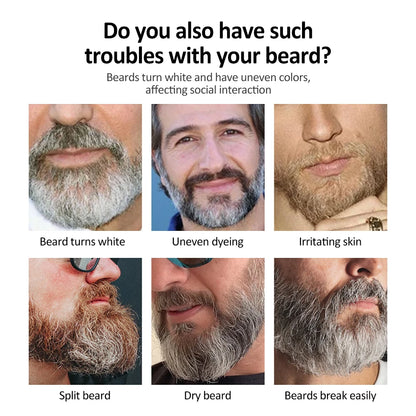 Hair Dye Cream Black Beard Dye Cream For Men Permanent Plant Beard Dye Shampoo Fast Cover White Grey Beard Hair Care