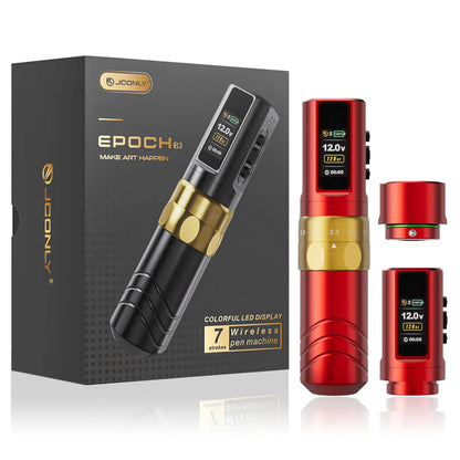 JCONLY Wireless Tattoo Pen Machine EPOCH Tattoo Machine Pen with 2pcs 2000mAh Battery for Permanent Makeup Pen Needles