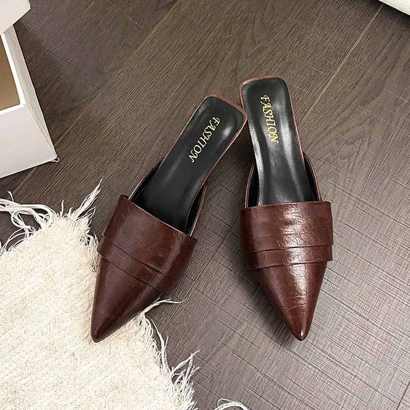 High Heels Pointed Toe Women's Slippers Summer Sandals Woman Shoes 2026 Luxury Brand Mules Shoes Walking Slides Mujer Zapatos