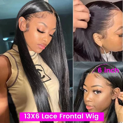 40 46 Inch 200 Density frontal Wig For Black Women Brazilian Wigs 13x6 Bone Straight HD Transparent Lace Front Human Hair Wigs
