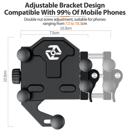 New Motorcycle Phone Holder Universal Alloy Shock-Absorbing Motos Bike Handlebar Navigation Bracket 360° Rotary Adjustable Stand