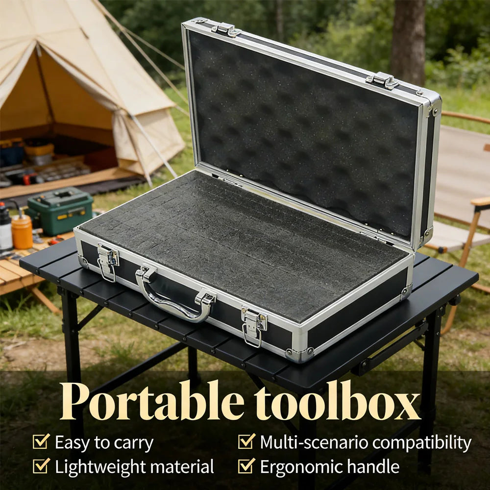 Heavy Duty Aluminum Tool Box with Safety Locks Impact-Resistant Exterior and Protective Sponge Interior for secure Tools Storage