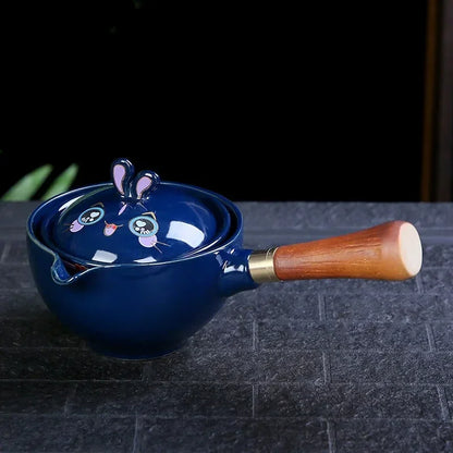 New Style Ceramic Glass Teapot Chinese Gongfu Tea Pot 360 Rotation Tea Maker  Automatic Single Pot   Teapot For Tea