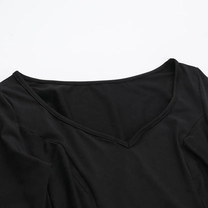 Goth Dark Cospaly Partywear Women Fashion Batwing Sleeve Mini Dress Elegant Slim Pleat Bodycon Dresses Mall Gothic Alt Teachwear