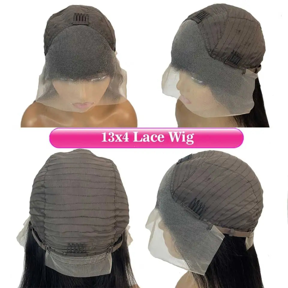 13X4 Straight Hd Lace Frontal Wig Silver Grey Straight  Lace Front Wig Remy Brazilian Bone Straight Human Hair Wigs For Women