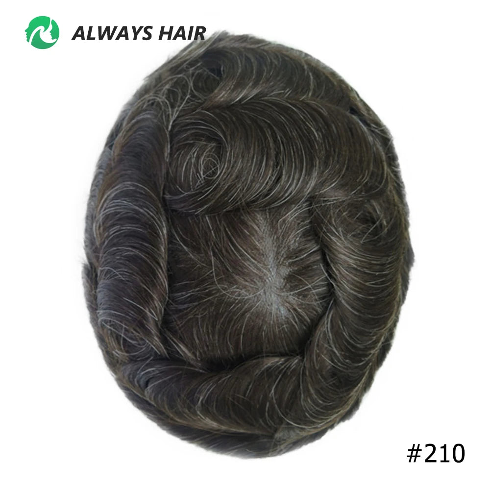 I SKIN Men's Capillary Prothesis 0.12-0.14mm Indian Human Hair 130% Hair Density Men Toupee 6x8 6x9 7x9 7x10 8x10 Size Wig Man