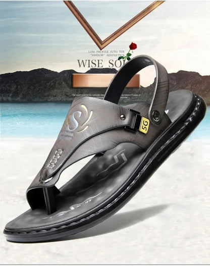 Sandals for Men High Quality Cow Leather Sandals Outdoor Casual Sport Sandals Anti Slip Beach Slippers for Men Summer Slippers