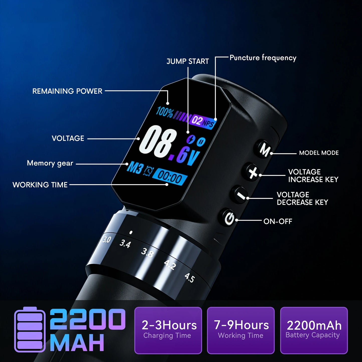 Tattoo Machine Kit Professional Adjustable Stroke Wireless Coreless Brushless Motor Tattoo Pen With Tattoo Ink Tattoo Blue Soap