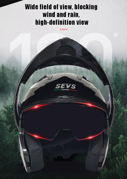Small Modular Electric Motorcycle Helmet Bluetooth Dual Visor Helmet with Large Rear Wing 3C DOT Certified Safety Gear