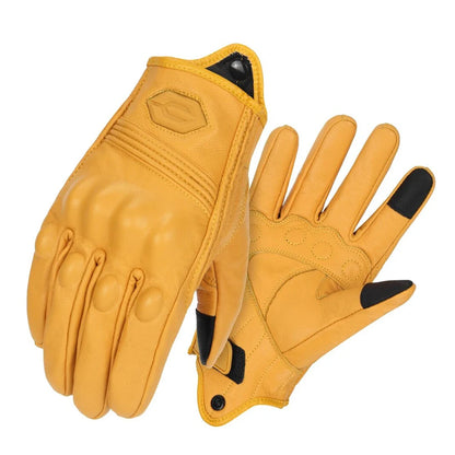 Vintage Leather Motorcycle Gloves Summer Breathable Unisex Biker Gloves With Anti-Slip Ventilation Design Motorbike Ride Glove