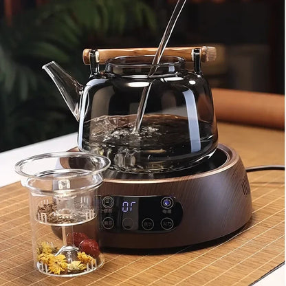 【2025 Trendsetter】Electric Ceramic Pot with Glass Handle - Home Use Tea Brewing and Water Heating Pot