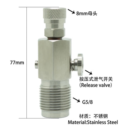 Paintball Mini Model Fill Station Stainless Steel 300Bar Din Valve with Male Nipple Plug or Female Quick Fitting