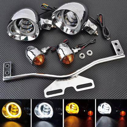 Motorcycle Headlight Spot Fog Light Turn Signal Light Bar Bracket For Honda VT VTX Shadow For Harley Kawasaki Suzuki Cruisers