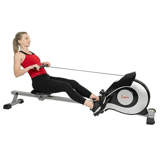 Magnetic Rowing Machine Rower with 8Level Resistance for Home Fitness Training 53.4 Extended Slide Rail and Digital LCD Display