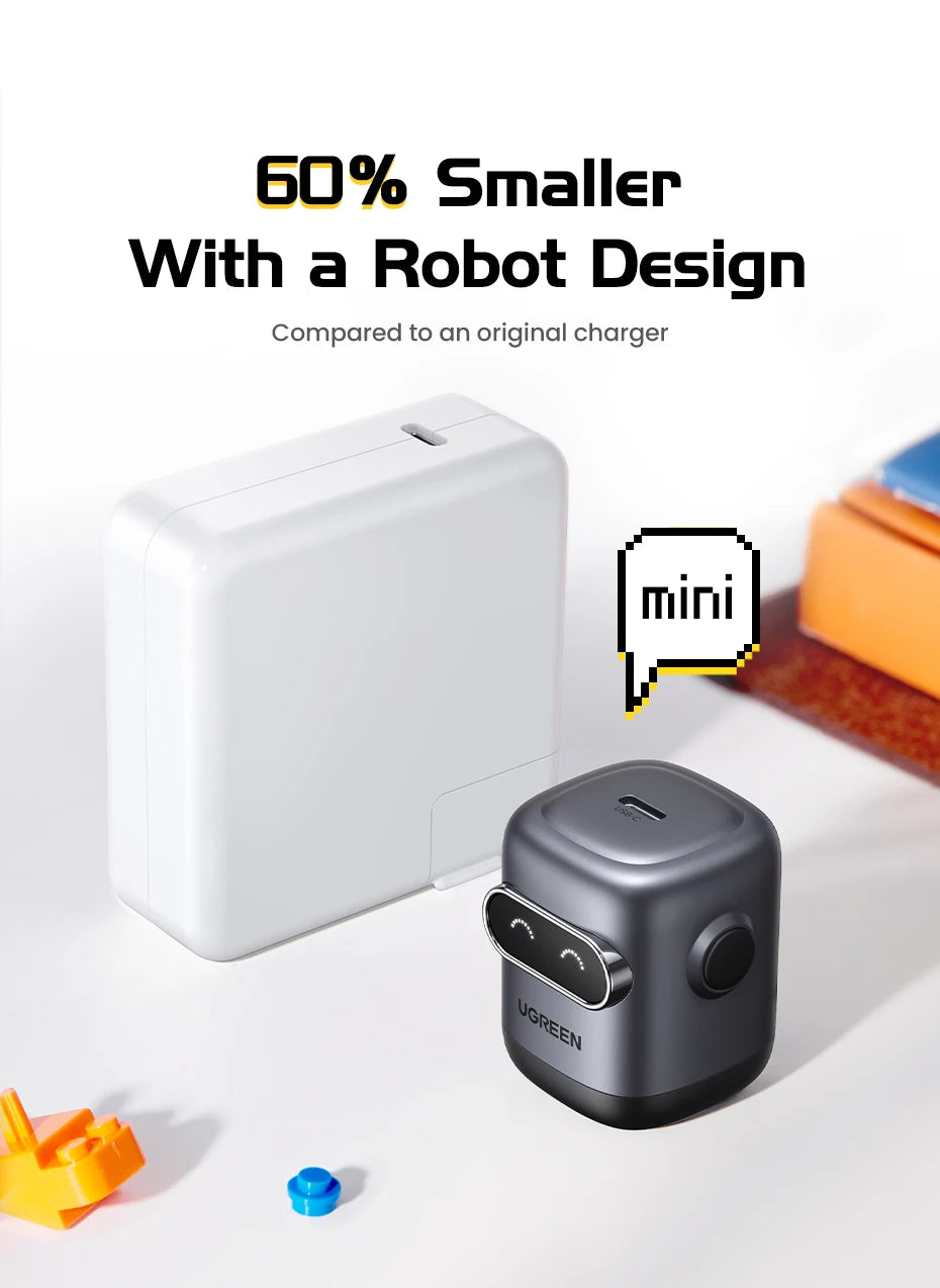 【US Plug】UGREEN Robot Design 30W GaN Charger QC4.0 3.0 PPS PD3.0 Fast Charger For iPhone 16 15 14 Pro Samsung Xiaomi iPad Air