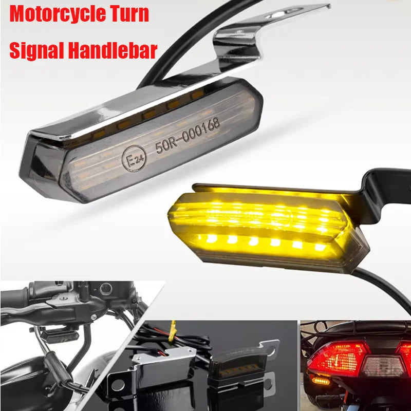 2Pcs Mini Motorcycle Turn Signal Light Retro Motorcycle Handlebar Horn LED Flowing Turn Signal Indicator Lights For Harley