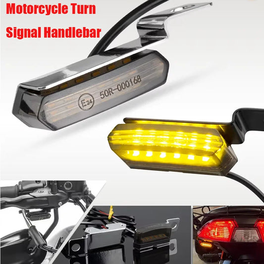 2Pcs Mini Motorcycle Turn Signal Light Retro Motorcycle Handlebar Horn LED Flowing Turn Signal Indicator Lights For Harley