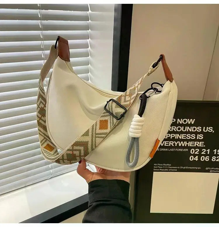 2025 New Fashion Crossbody Bag Simple Wide Shoulder Strap Design Single Shoulder Bag Original Style Commuting Dumpling Women Bag