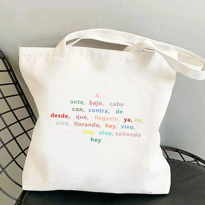 Spanish Women Shoulder Bag Graphic Harajuku Shopper Bags Large Capacity Canvas Tote Handbag No Zipper Eco Casual Girl Handbags