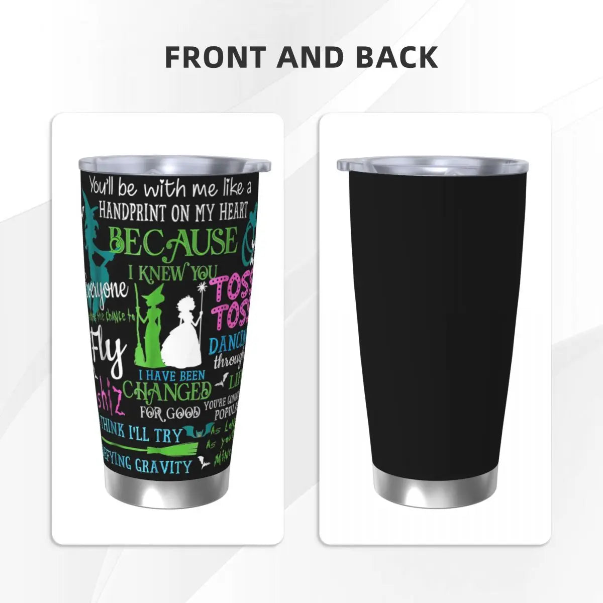 Halloween Wicked Musical Stainless Steel Tumbler Vacuum Insulated Mugs Thermal Cold Bottle Straw With Lid 20oz