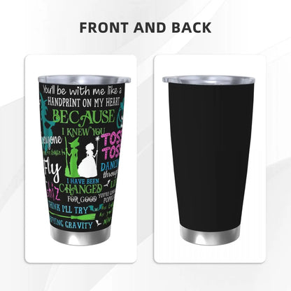 Halloween Wicked Musical Stainless Steel Tumbler Vacuum Insulated Mugs Thermal Cold Bottle Straw With Lid 20oz